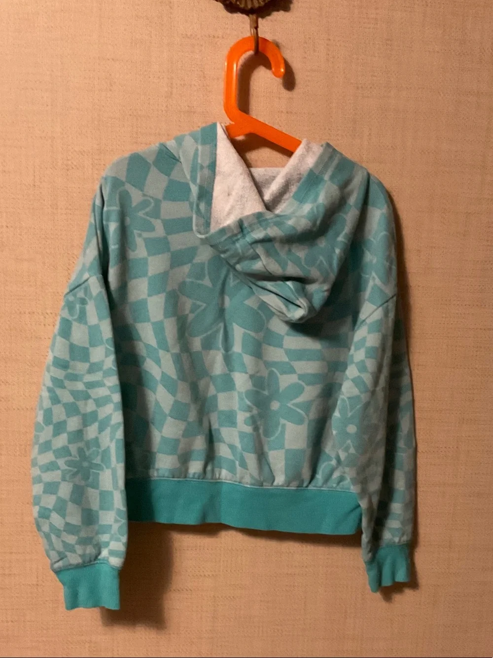 Justice Teal Floral-Print Hooded Pull-Over
